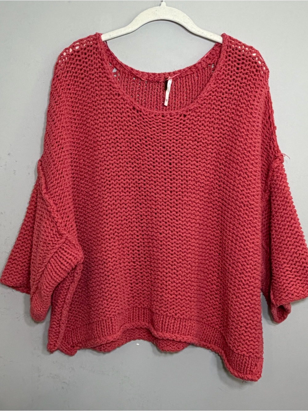 Free People oversized cropped sweater deep pink xs